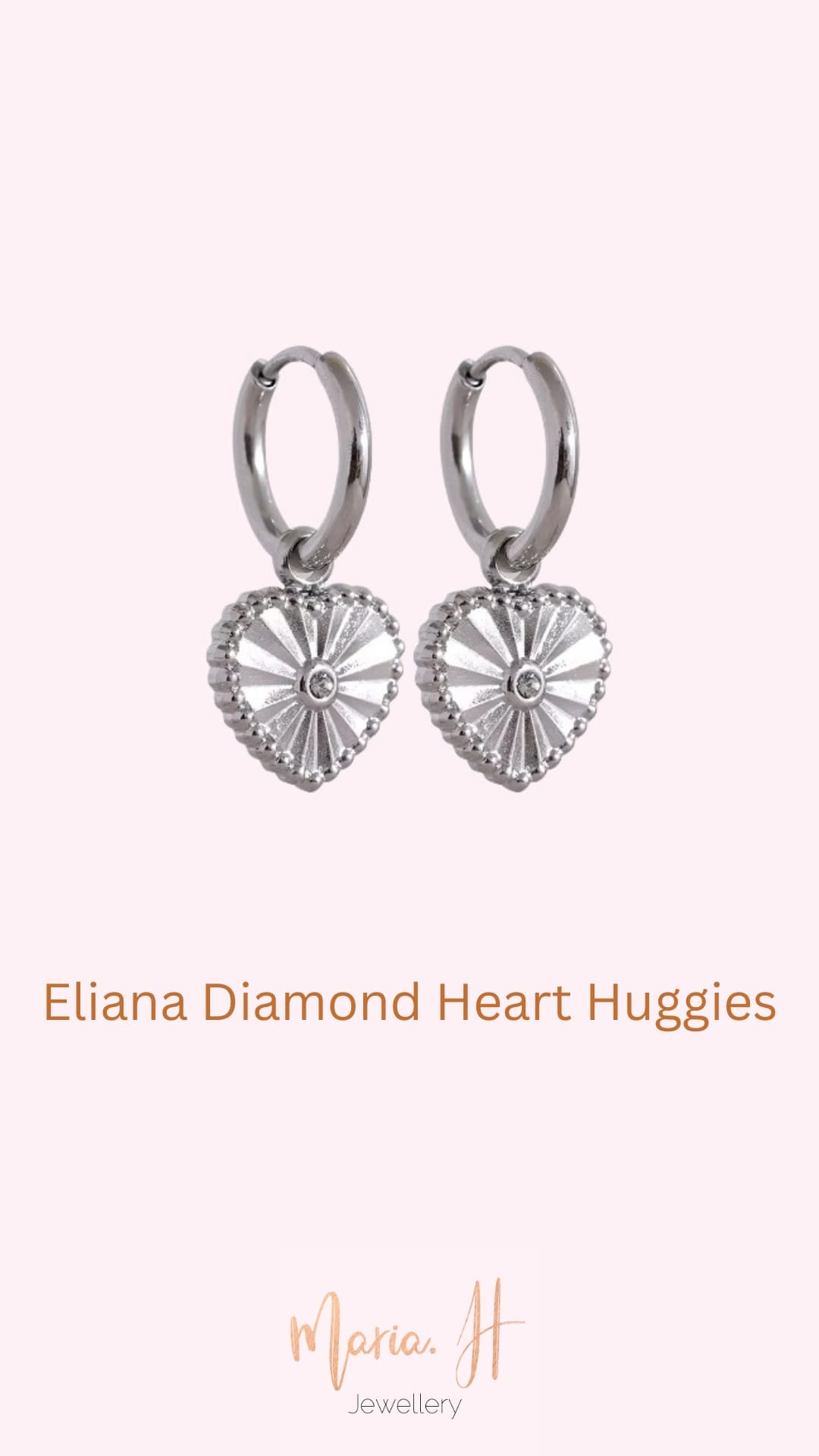 Eliana Diamond Heart Huggies