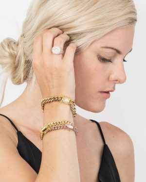 Cuban Bracelet CZ clasp - Gold