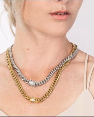 Cuban CZ Clasp Necklace - Silver