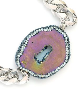 Smokey Purple Druzy Agate Necklace - Silver