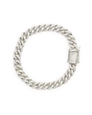 Iced Out Cuban Bracelet - Silver