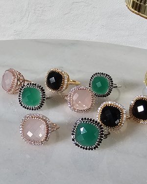 Multiple Facets Gold Vermeil Ring - Rose Quartz